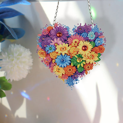 Acrylic Heart Flower Single-Sided Diamond Painting Hanging Pendant (20x20cm)