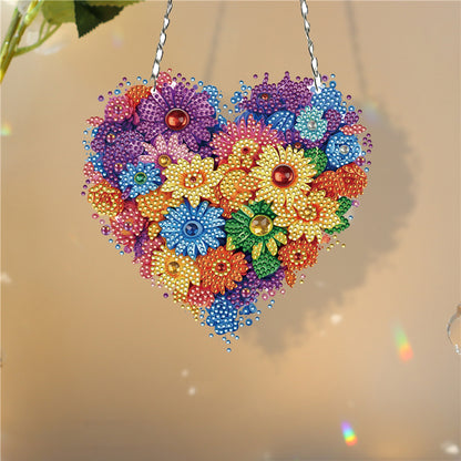 Acrylic Heart Flower Single-Sided Diamond Painting Hanging Pendant (20x20cm)