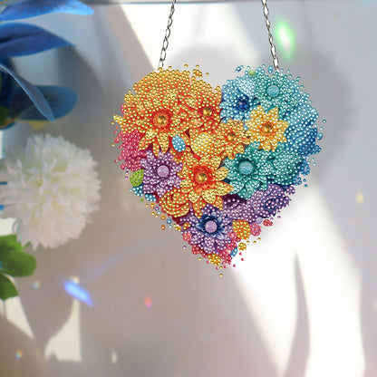 Acrylic Heart Flower Single-Sided Diamond Painting Hanging Pendant (20x20cm)