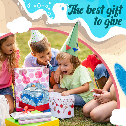 8 Pcs Wooden DIY Diamond Painting Art Coaster Kit with Holder (Sandy Coastline)