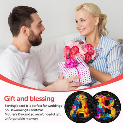 8 Pcs Wooden DIY Diamond Painting Art Coaster Kit with Holder (Alphabet)