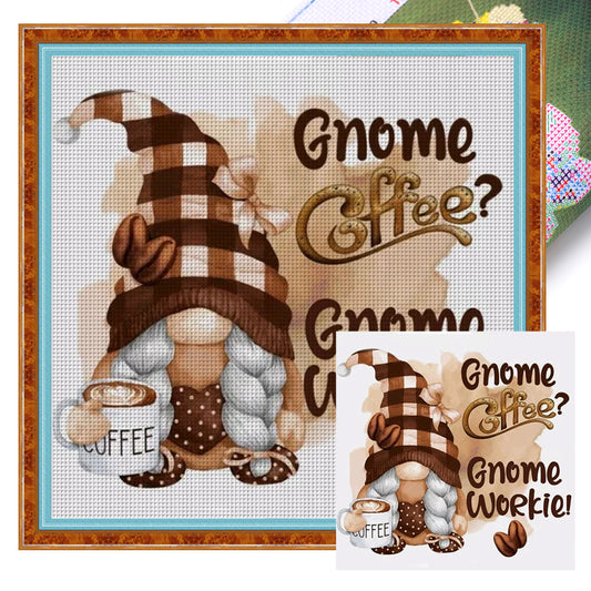 Coffee Gnome - 11CT Stamped Cross Stitch 40*40CM