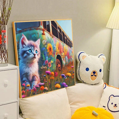 Cat And Bus - Full Round Drill Diamond Painting 40*40CM