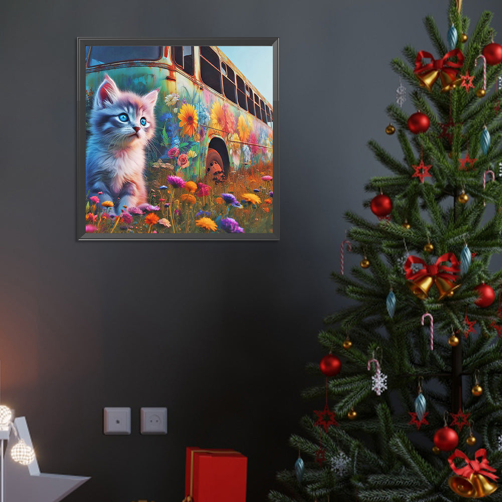 Cat And Bus - Full Round Drill Diamond Painting 40*40CM