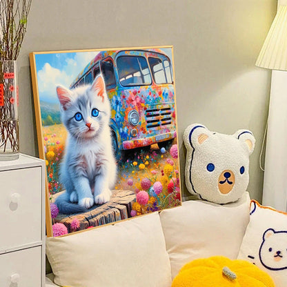 Cat And Shuttle - Full Round Drill Diamond Painting 40*40CM