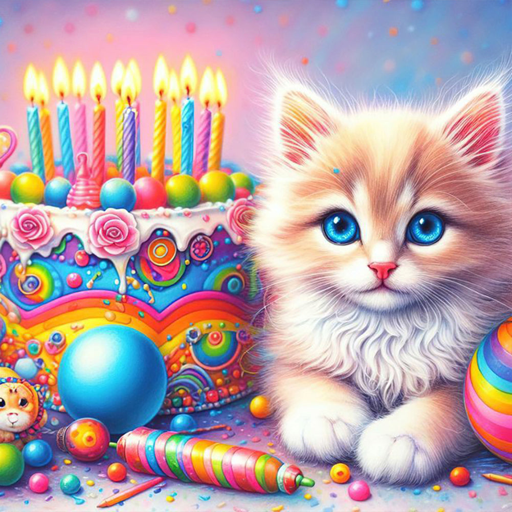 Cake And Cat - Full Round Drill Diamond Painting 40*40CM