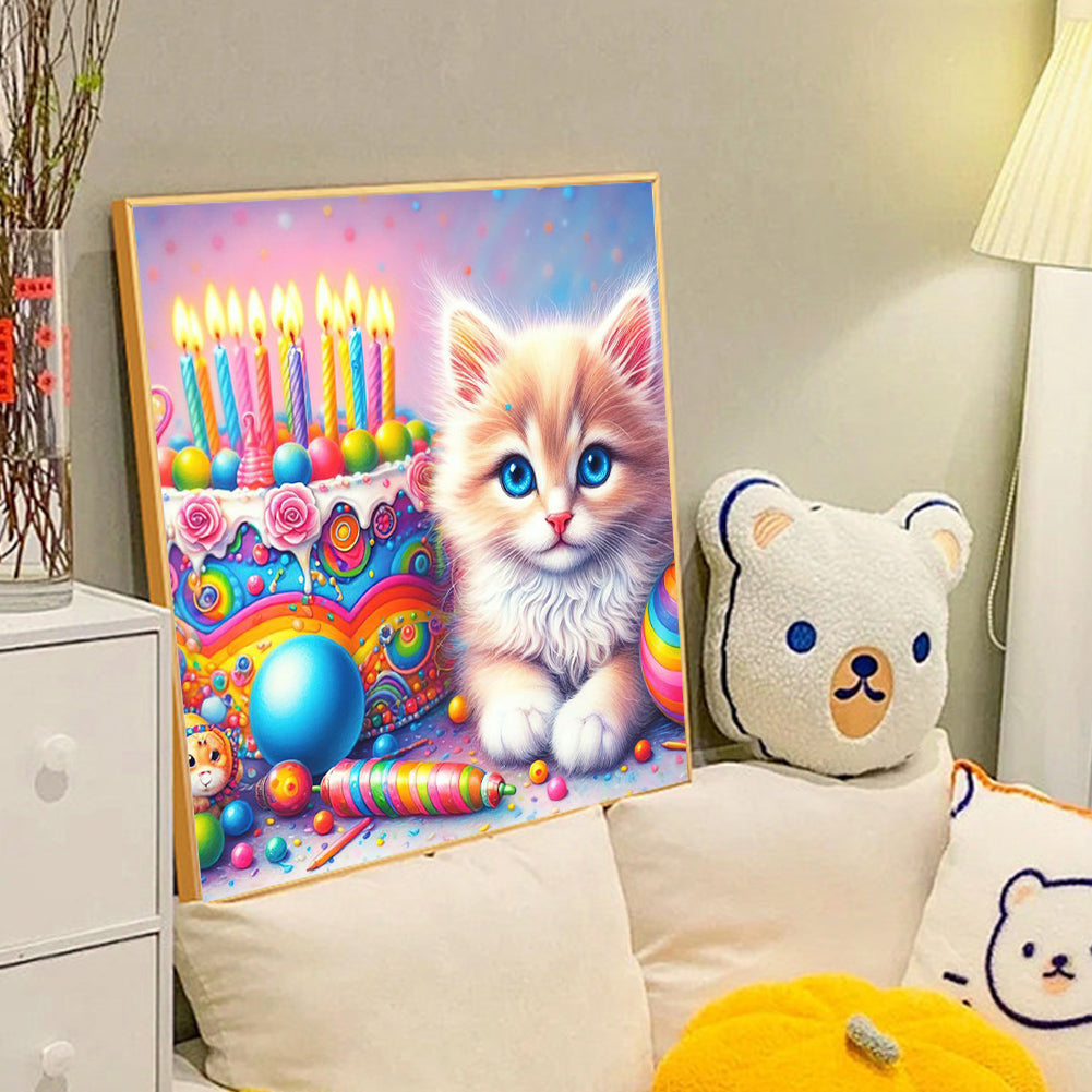 Cake And Cat - Full Round Drill Diamond Painting 40*40CM