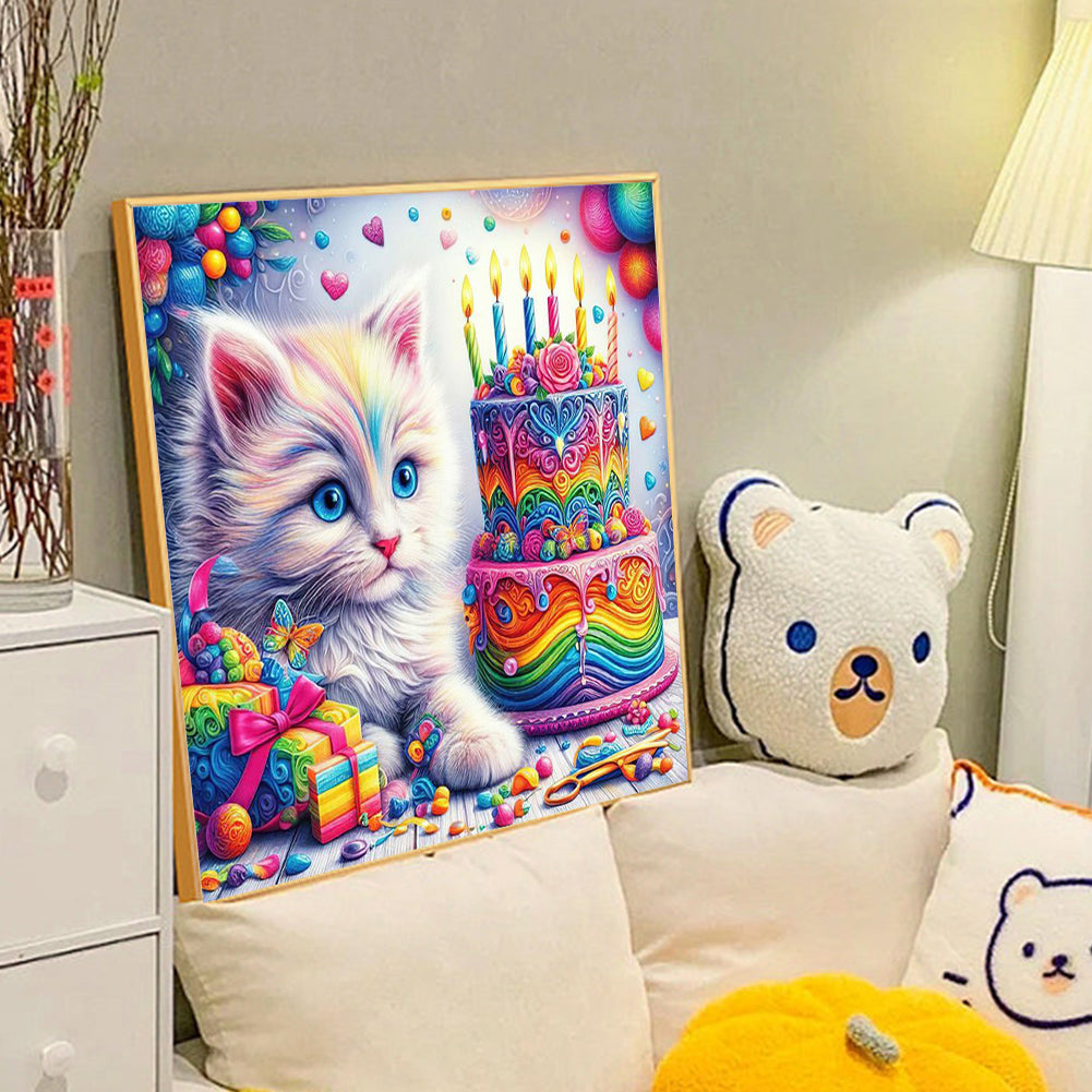 Cat And Cake - Full Round Drill Diamond Painting 40*40CM