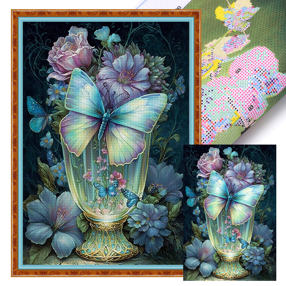 Fantasy Butterfly Vase - 11CT Stamped Cross Stitch 45*65CM