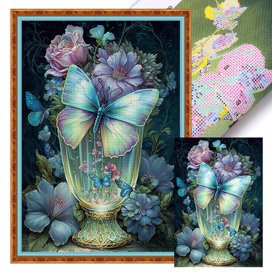 Fantasy Butterfly Vase - 11CT Stamped Cross Stitch 45*65CM