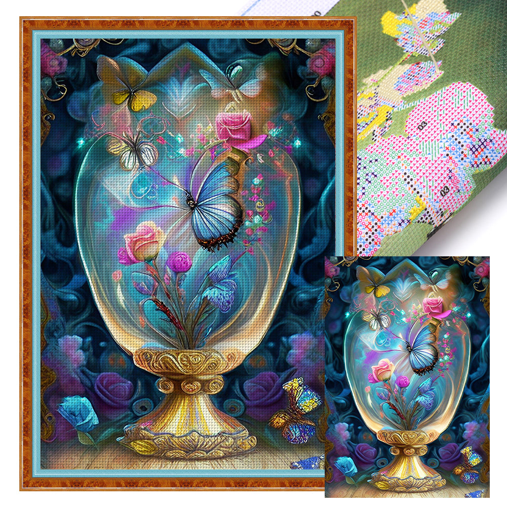 Fantasy Butterfly Vase - 11CT Stamped Cross Stitch 45*65CM