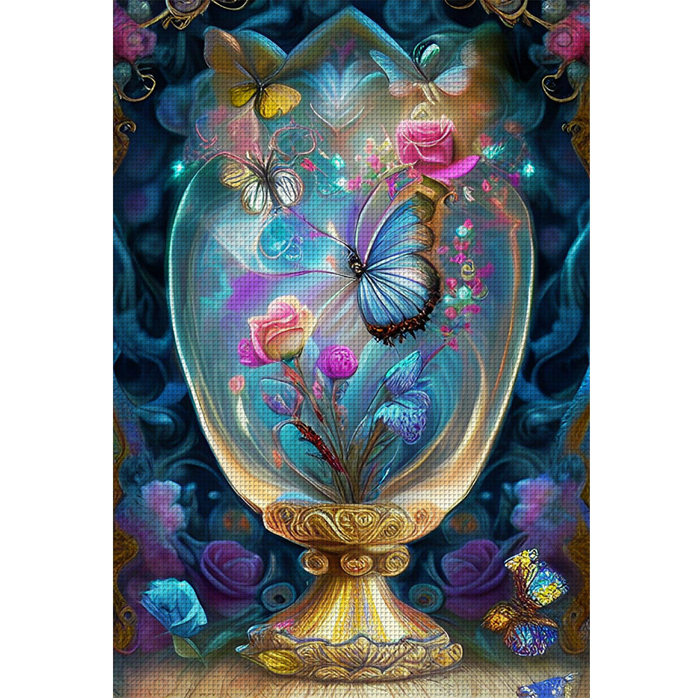 Fantasy Butterfly Vase - 11CT Stamped Cross Stitch 45*65CM