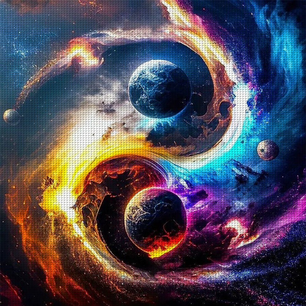 Tai Chi Planet Map - 11CT Stamped Cross Stitch 45*45CM
