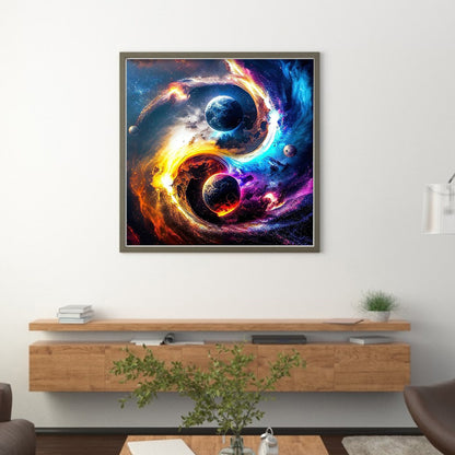 Tai Chi Planet Map - 11CT Stamped Cross Stitch 45*45CM