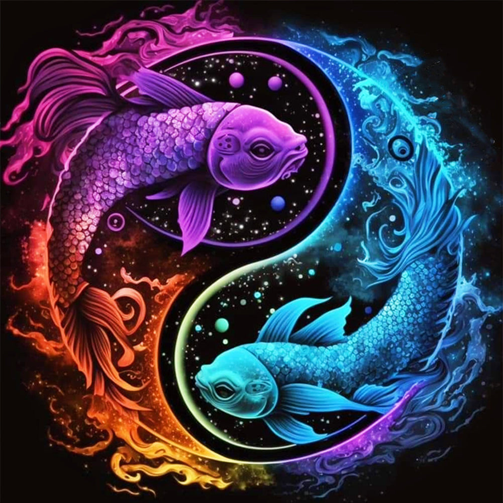 Tai Chi Pisces Diagram - 11CT Stamped Cross Stitch 45*45CM