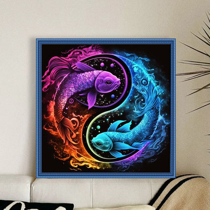 Tai Chi Pisces Diagram - 11CT Stamped Cross Stitch 45*45CM