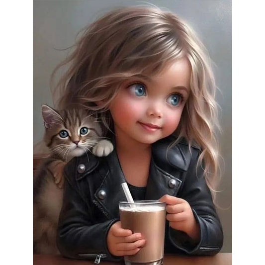 Sweet Cool Girl - Full Round Drill Diamond Painting 30*40CM