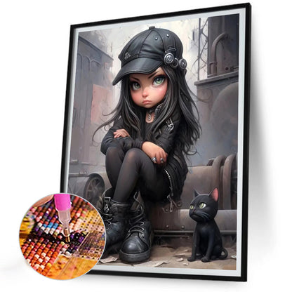Sweet Cool Girl - Full Round Drill Diamond Painting 30*40CM