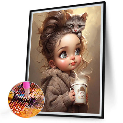 Sweet Cool Girl - Full Round Drill Diamond Painting 30*40CM