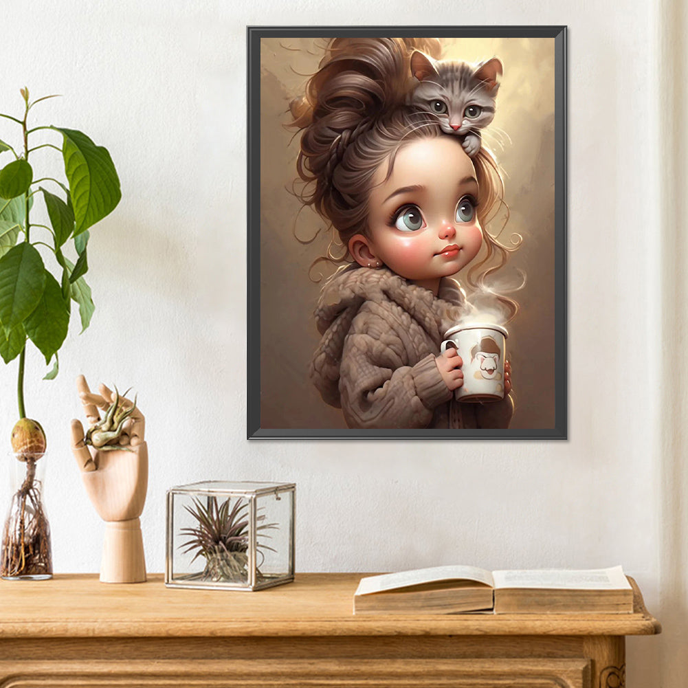 Sweet Cool Girl - Full Round Drill Diamond Painting 30*40CM