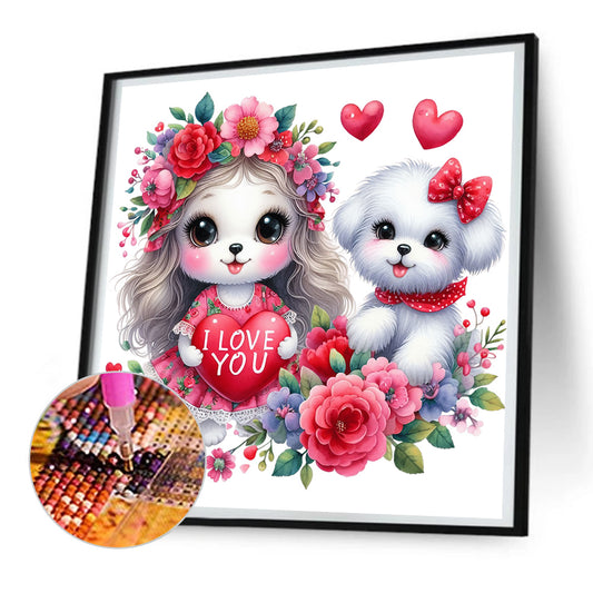 Loving Puppy - Full Round Drill Diamond Painting 30*30CM