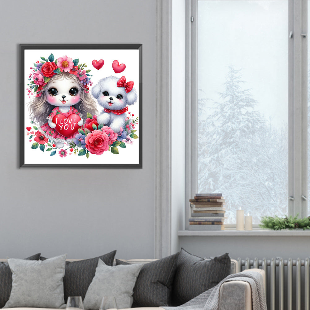 Loving Puppy - Full Round Drill Diamond Painting 30*30CM