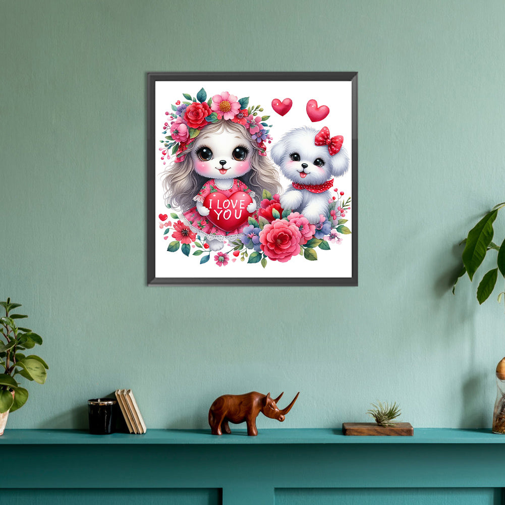 Loving Puppy - Full Round Drill Diamond Painting 30*30CM