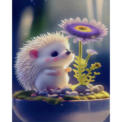 Little Hedgehog And Flowers - 11CT Stamped Cross Stitch 40*50CM