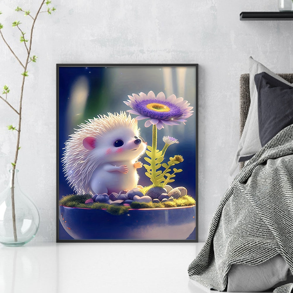 Little Hedgehog And Flowers - 11CT Stamped Cross Stitch 40*50CM