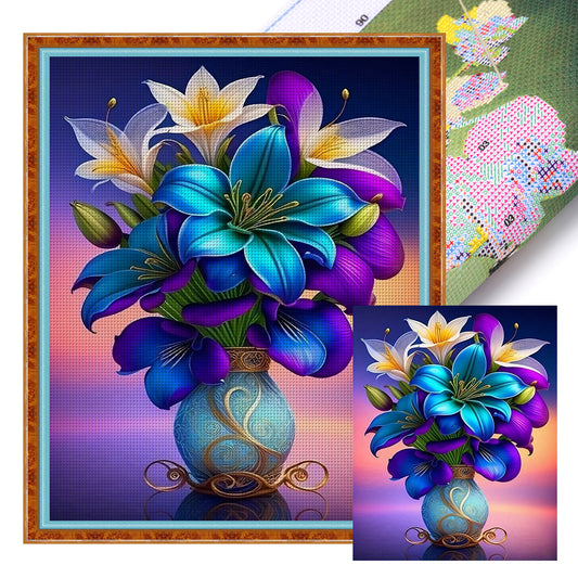 Lily Vase - 11CT Stamped Cross Stitch 40*50CM