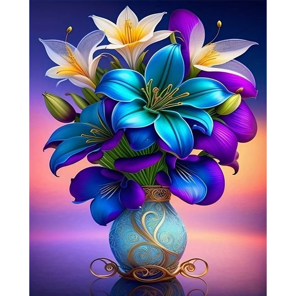 Lily Vase - 11CT Stamped Cross Stitch 40*50CM