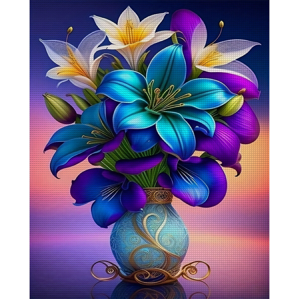 Lily Vase - 11CT Stamped Cross Stitch 40*50CM