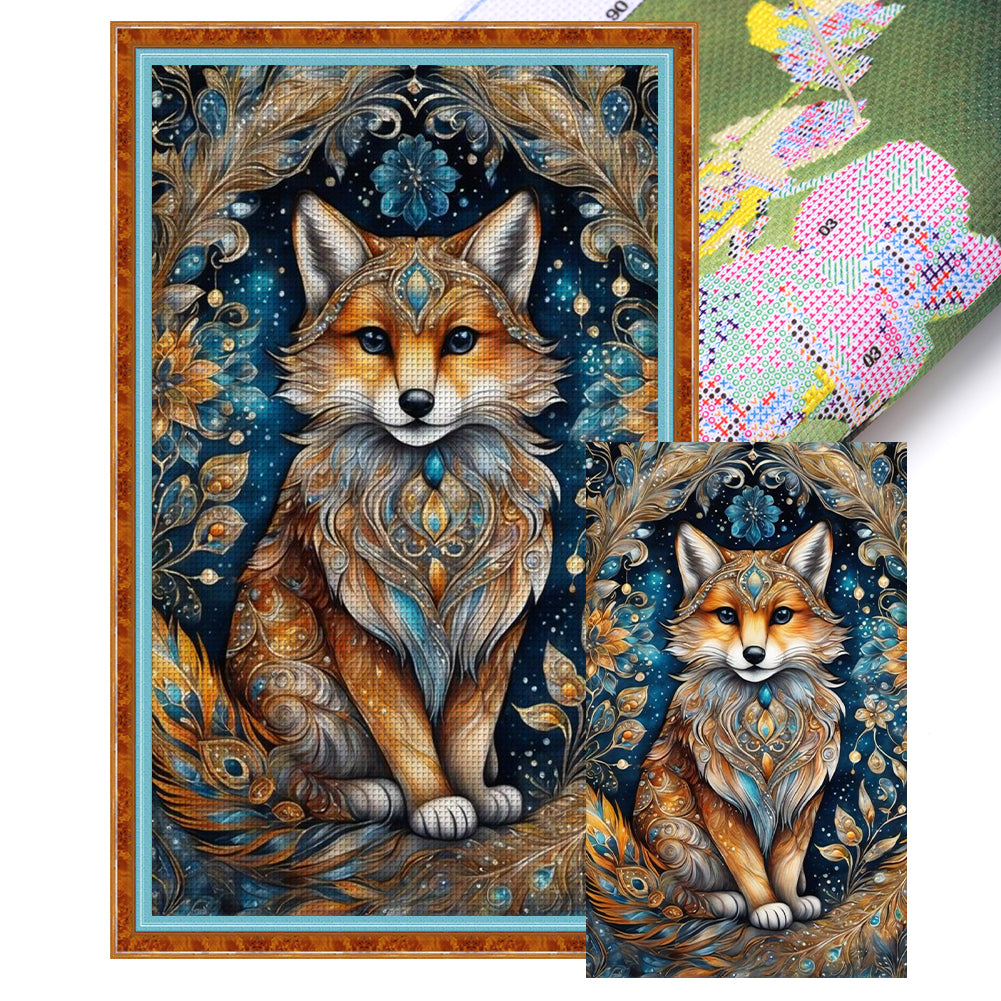 Flower And Fox - 11CT Stamped Cross Stitch 40*65CM
