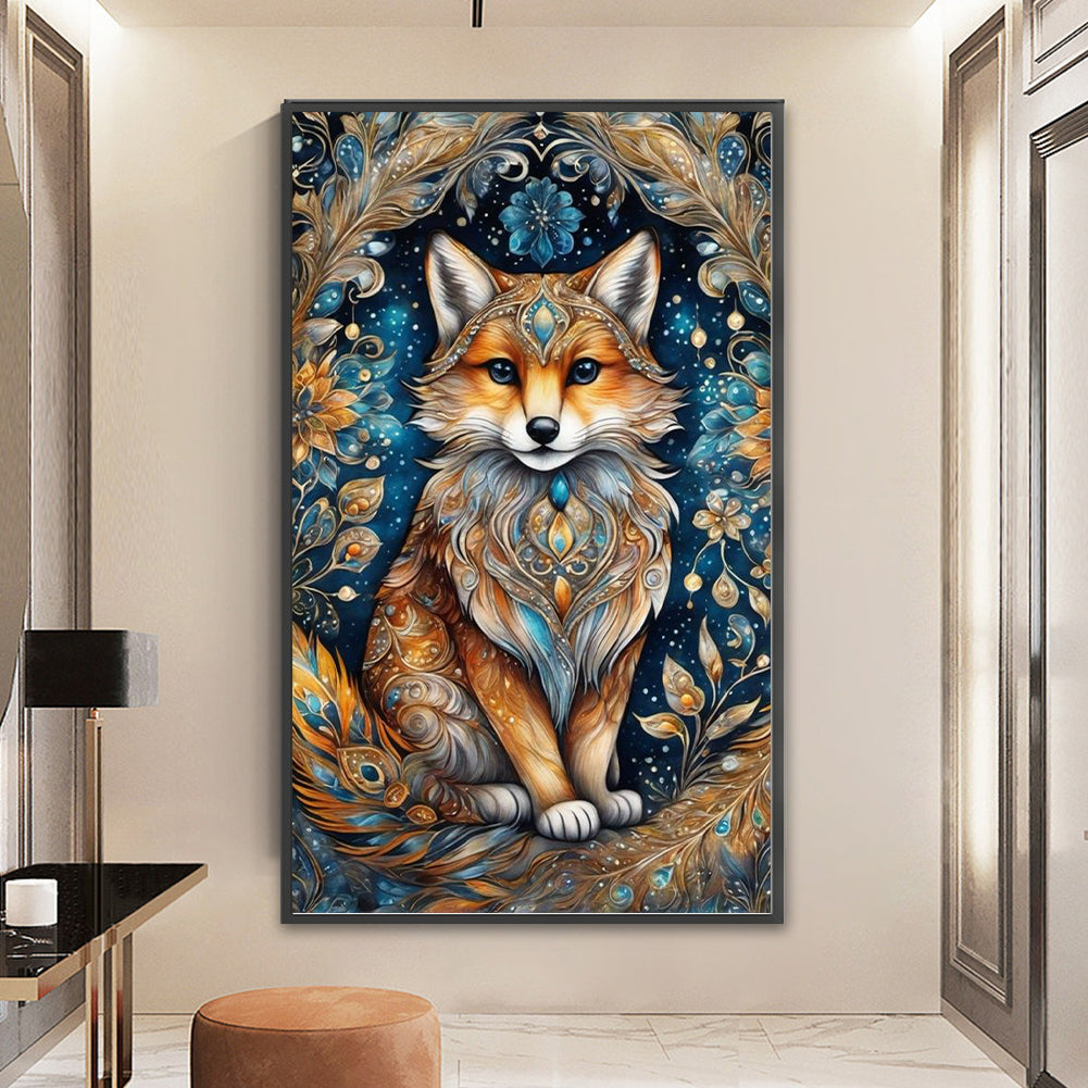 Flower And Fox - 11CT Stamped Cross Stitch 40*65CM