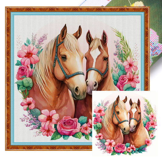 Lovers Horse - 18CT Stamped Cross Stitch 30*30CM