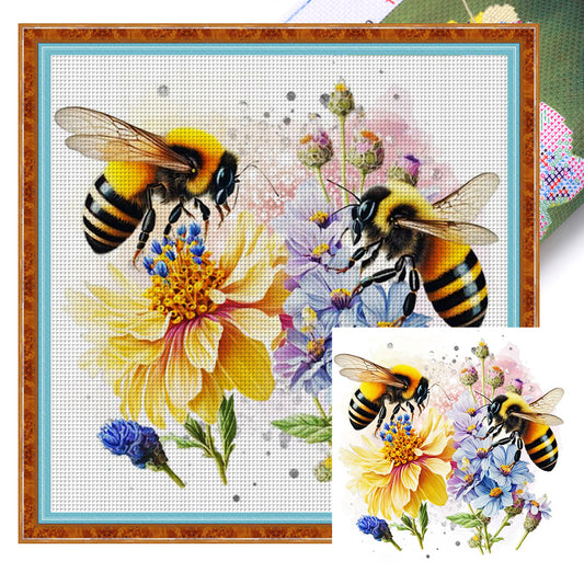 Lovers Bees - 18CT Stamped Cross Stitch 30*30CM