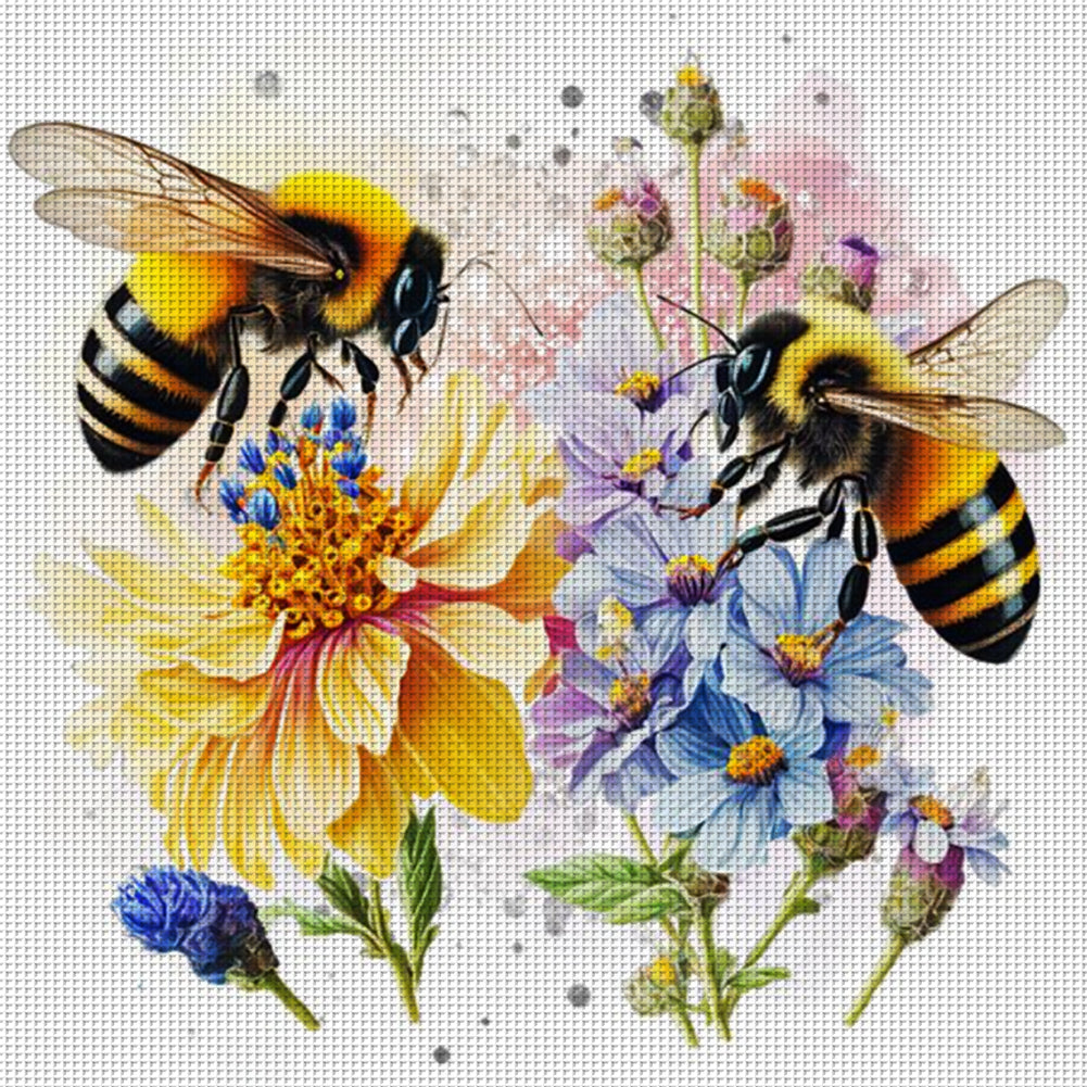 Lovers Bees - 18CT Stamped Cross Stitch 30*30CM