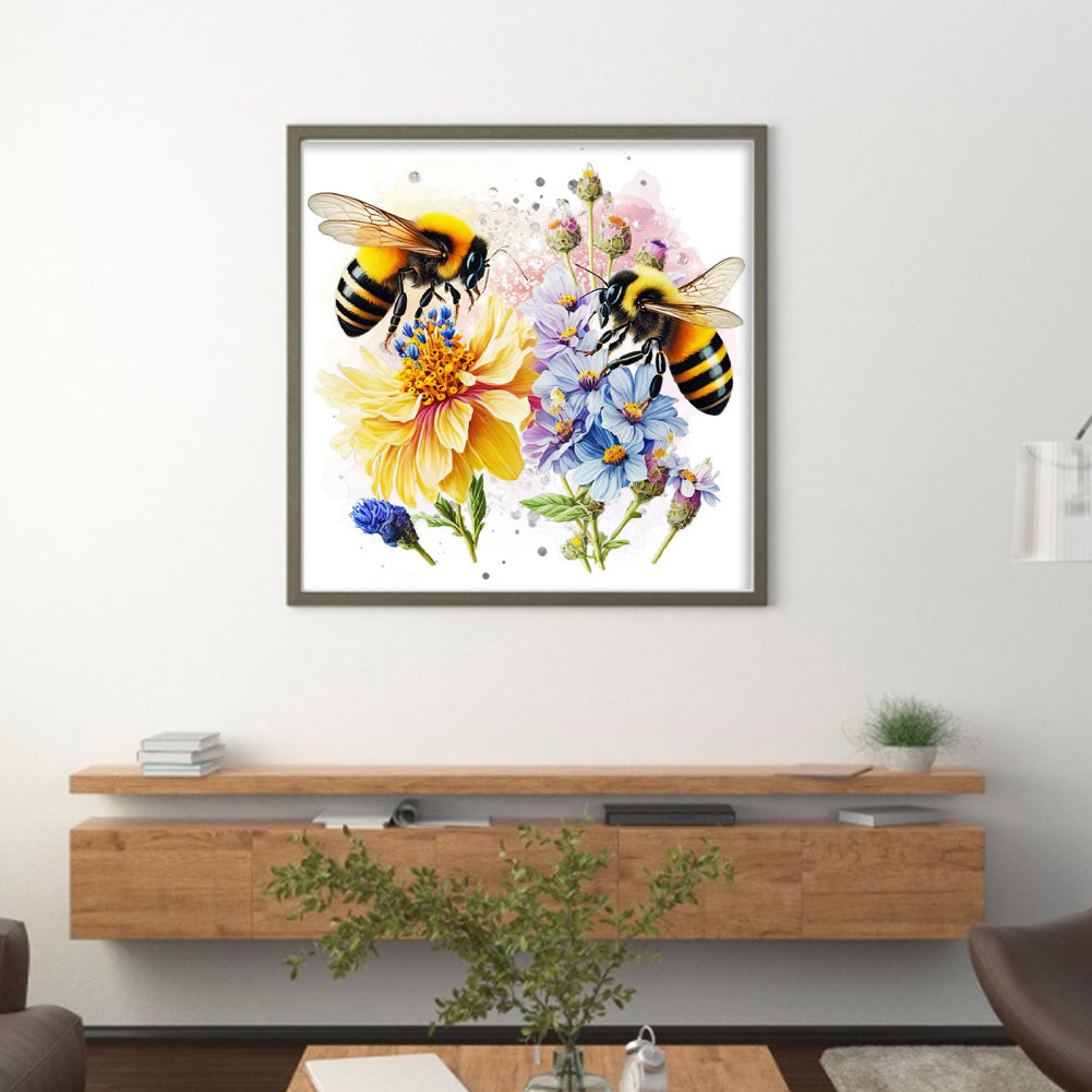 Lovers Bees - 18CT Stamped Cross Stitch 30*30CM