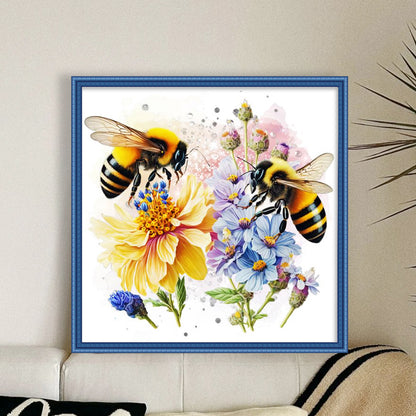 Lovers Bees - 18CT Stamped Cross Stitch 30*30CM