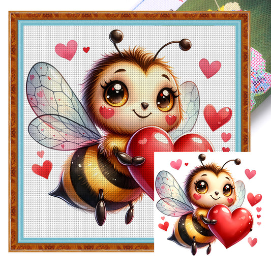 Valentine'S Day Bee - 18CT Stamped Cross Stitch 25*25CM