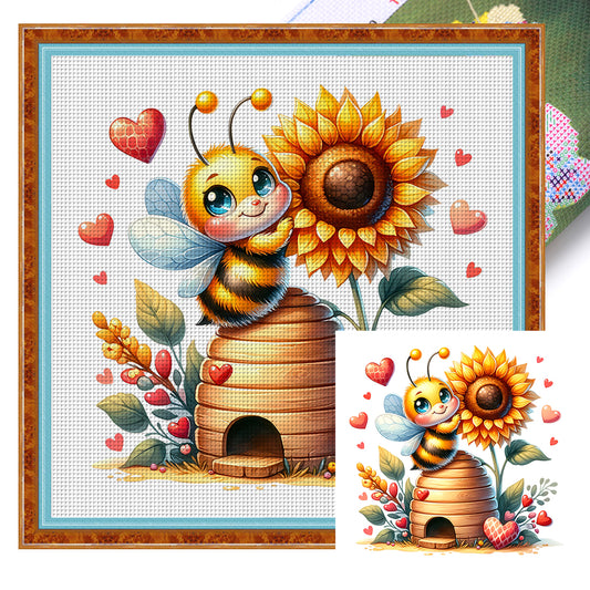Valentine'S Day Bee - 18CT Stamped Cross Stitch 25*25CM
