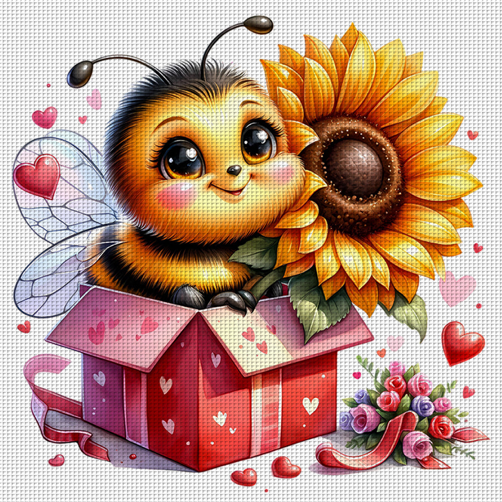 Valentine'S Day Bee - 18CT Stamped Cross Stitch 25*25CM