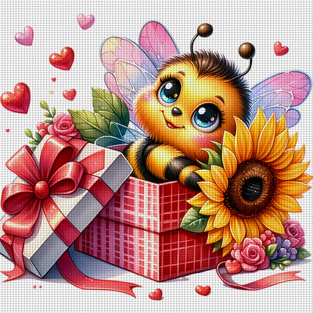 Valentine'S Day Bee - 18CT Stamped Cross Stitch 25*25CM