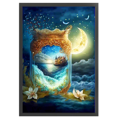 Scenery In A Bottle Under The Moon - 11CT Stamped Cross Stitch 50*75CM