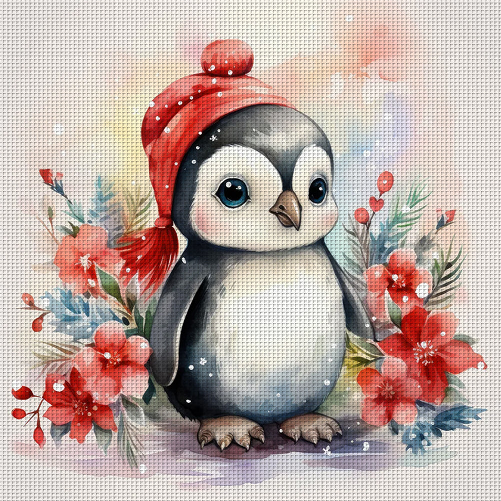 Winter Penguin - 11CT Stamped Cross Stitch 40*40CM