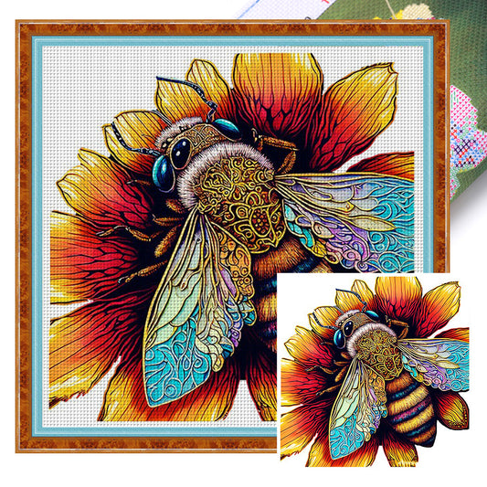 Colorful Bee - 18CT Stamped Cross Stitch 30*30CM