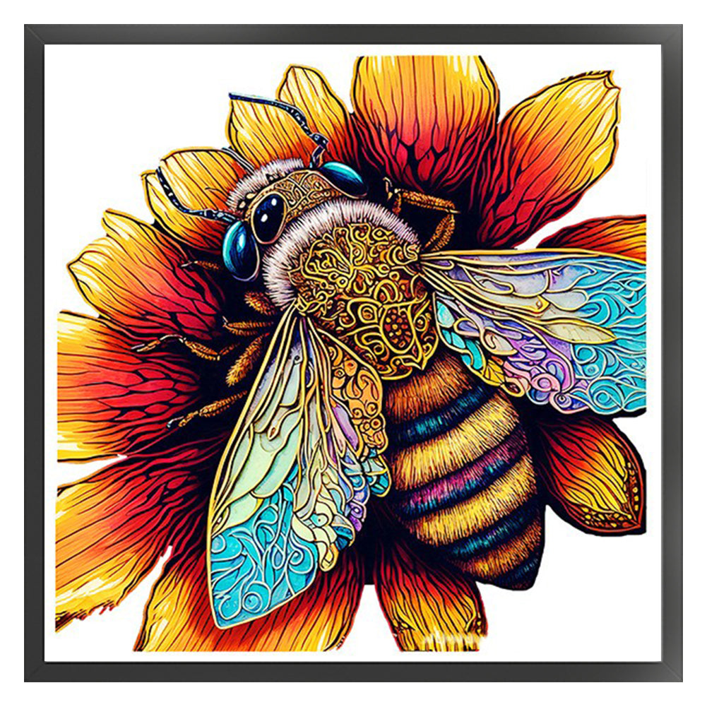 Colorful Bee - 18CT Stamped Cross Stitch 30*30CM