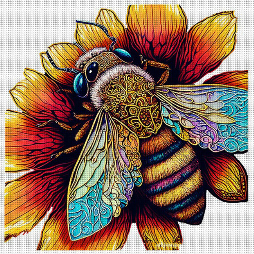 Colorful Bee - 18CT Stamped Cross Stitch 30*30CM