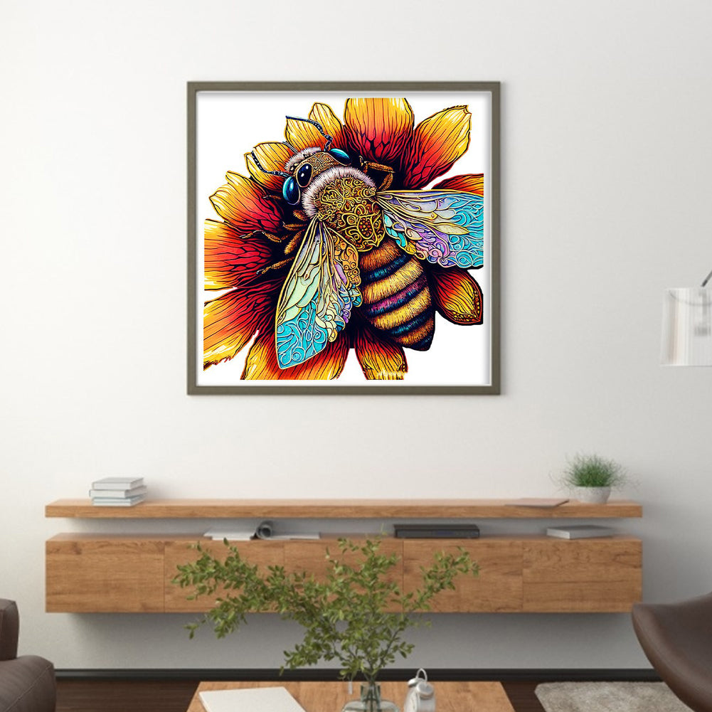 Colorful Bee - 18CT Stamped Cross Stitch 30*30CM