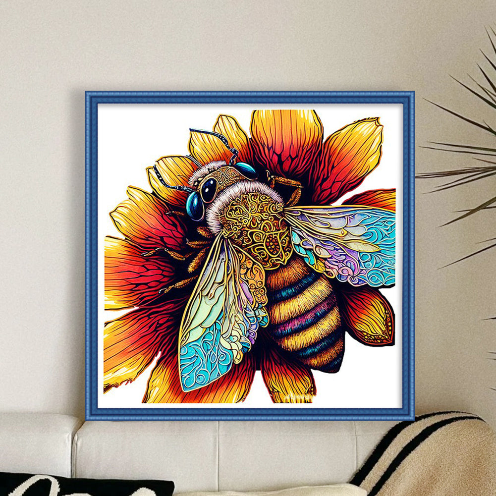 Colorful Bee - 18CT Stamped Cross Stitch 30*30CM